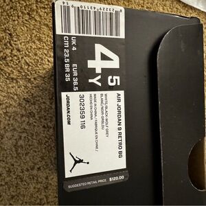 Jordan Air 9 Retro BG White Black Sneakers